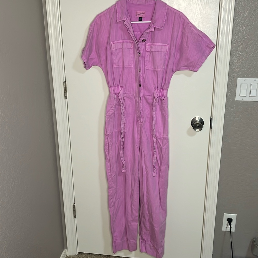 Short sleeve utility jumpsuit